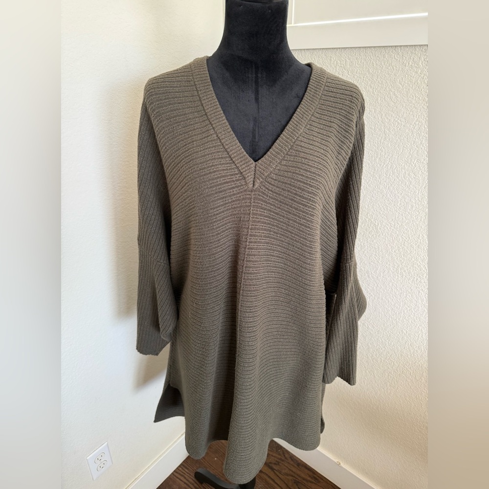 Adrianna Papell Khaki V-Neck Women's Sweater